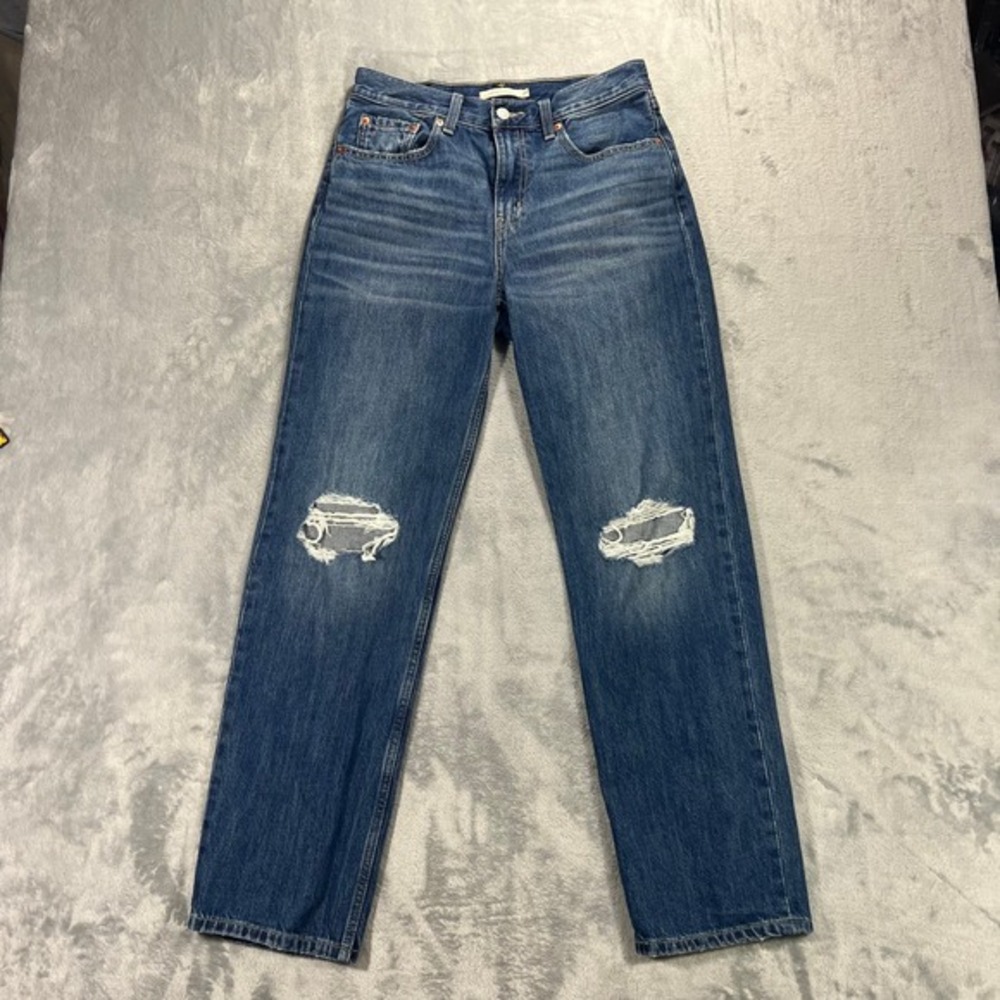 LEVI'S Low Pro Straight Jeans Womens 27x30 Blue Good Distressed Cotton Grunge